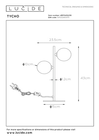Lucide lampa stołowa Tycho 2xG9 28W czarna 45574/02/30