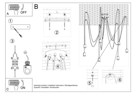 Sollux lampa wisząca Edison 7 7xE27 czarna SL.0372
