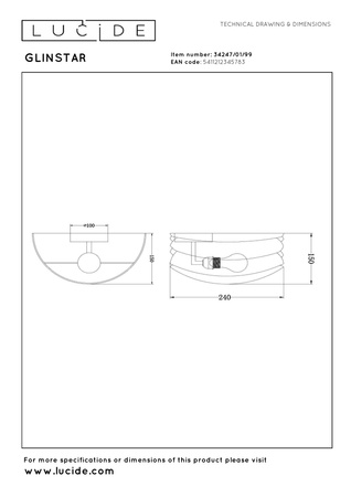 Lucide kinkiet Glinstar 1xE27 wielokolorowy 34247/01/99