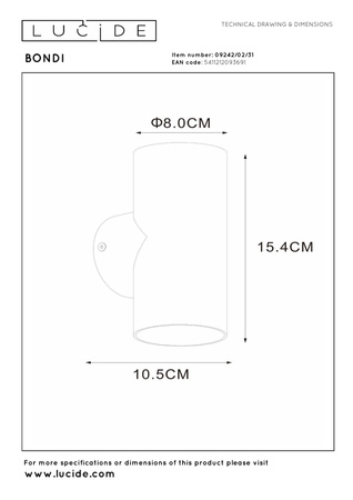 Lucide kinkiet Bondi 2xGU10 biały 09242/02/31