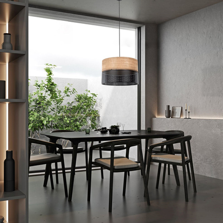 TK Lighting lampa wisząca Nicol 3xE27 czarno/drewniana 4798