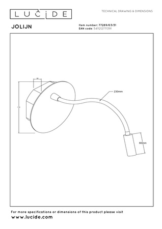 Lucide kinkiet Jolijn Ø 11 cm LED 1x2W 3000K zasilanie akumulatorowe z magnetycznym systemem montażu biały 77289/03/31