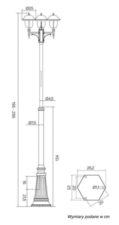 Su-ma latarnia Prince 3xE27 czarna/patyna IP43 OGMWN 3 O