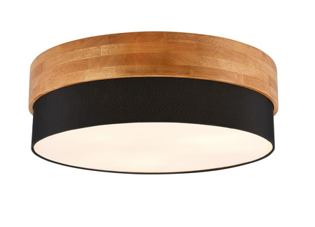 Trio plafon Seasons 3xE27 czarny/drewno 611500302
