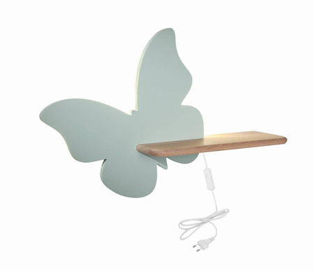 Candellux kinkiet dziecięcy LED z półką IQ Kids Butterfly 5W 250lm 4000K miętowy z przewodem 21-85160