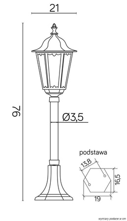 Su-ma lampa stojąca zewnętrzna Retro Midi E27 czarna/patyna 76cm IP43 K 5002/3/M