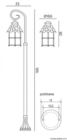 Su-ma lampa stojąca zewnętrzna Toledo E27 czarna/patyna 166cm IP23 K 5002/1/R