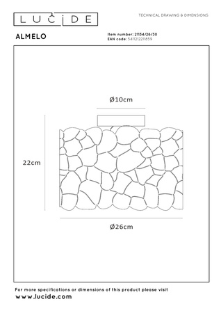 Lucide lampa sufitowa Almelo Ø 26 cm 1xE27 czarna 21134/26/30