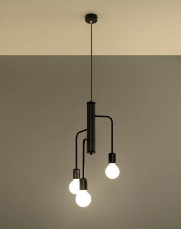 Sollux żyrandol / lampa wisząca Duomo 3m E27 czarna SL.0302
