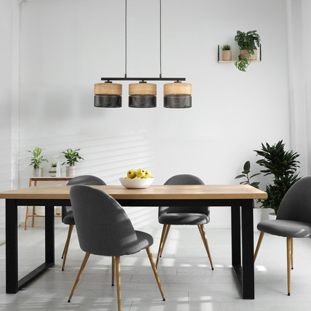 TK Lighting lampa wisząca Nicol 3xE27 czarno/drewniana 4801