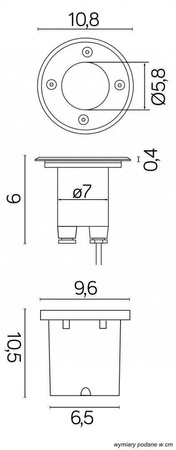 Su-ma oczko chodnikowe LED (najazdowe) Leda 1W 3000K stalowe IP67 ST 5024