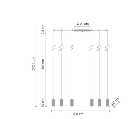 Step Into Design lampa wisząca Linea 9xG9 czarna XT005-9P