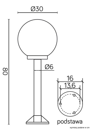 Su-ma lampa stojąca zewnętrzna Kule E27 czarna 80cm IP43 K 5002/3/K 300