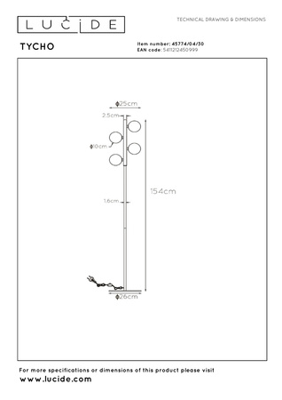 Lucide lampa podłogowa Tycho 4xG9 28W czarna 45774/04/30