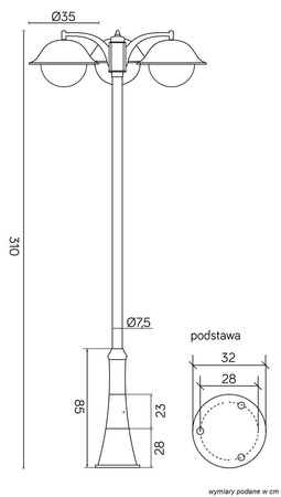 Su-ma latarnia Prince Max 2xE27 czarna/patyna IP43 OGMW 3 O-BD