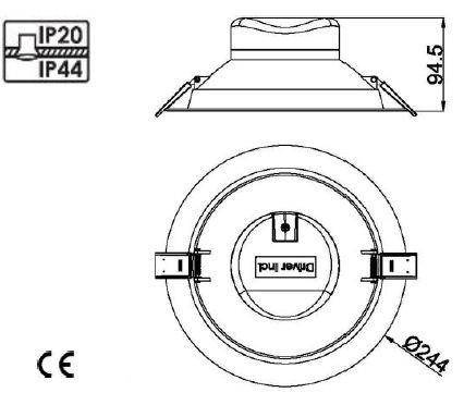Mistic Lighting łazienkowa oprawa sufitowa LED Ecoeye 25W 2350lm 4000K biała wpuszczana IP44 MSTC-05411310