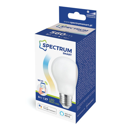 Spectrum SMART żarówka LED E27 5W 560lm 3000/6500K (WiFi, Bluetooth) ściemnialna WOJ+14419