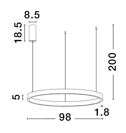 Luces Exclusivas lampa wisząca LED Bari ściemnialna Ø 98 cm 106W 4899lm 3000K IP20 czarna LE43248