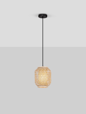 Luces Exclusivas lampa wisząca LED Pomalca Ø 20 cm E27 1x12W IP20 czarno/naturalna LE44860