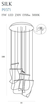 Maxlight lampa wisząca LED Silk 15W 1350lm 3000K chrom P0371D