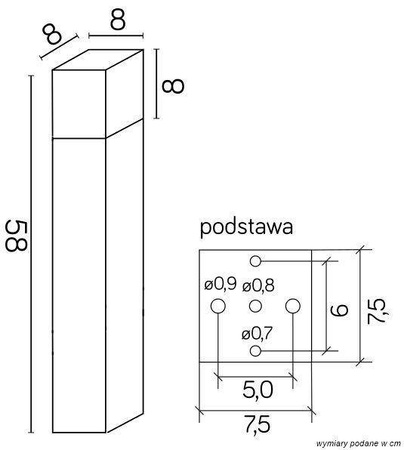 Su-ma lampa stojąca zewnętrzna Cube E27 popielata 58cm IP44 CB-580 DG