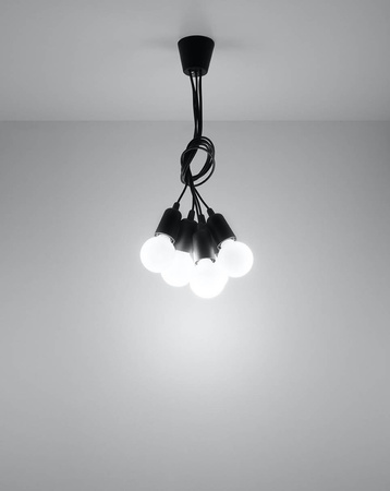 Sollux lampa wisząca Diego 5 5xE27 czarna SL.0574