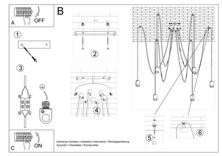 Sollux lampa wisząca Edison 5 5xE27 czarna SL.0371