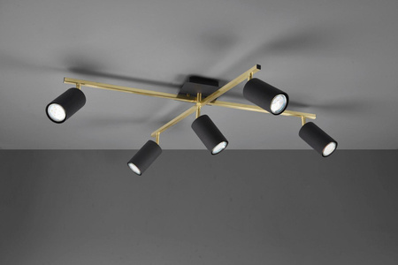 Trio plafon (reflektorki) LED Marley 5xGU10 czarno/złoty 612400580