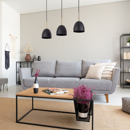 TK Lighting lampa wisząca Nord 3xE27 czarno/drewniana 4871