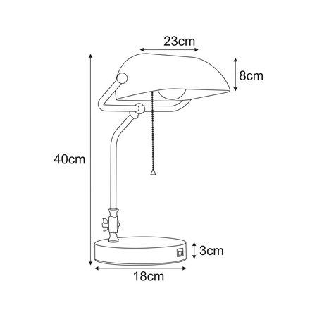 Kaja lampka biurkowa Bank E27 1x15W wys. 40 cm złoto/zielona K-MT-208