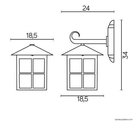 Su-ma kinkiet zewnętrzny Wenecja E27 czarny/patyna IP43 K 3012/1/KW