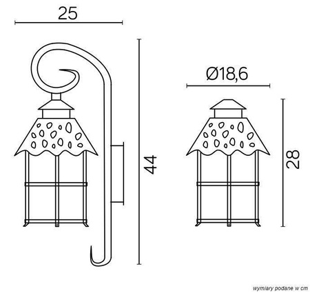 Su-ma kinkiet zewnętrzny Toledo E27 czarny/patyna IP23 K 3012/1/R