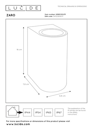 Lucide kinkiet zewnętrzny Zaro okrągły 2xGU10 biały 69801/02/31