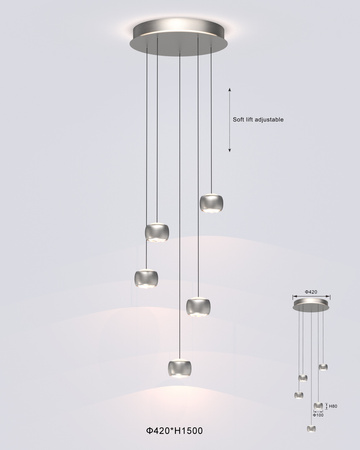 Aviano Lighting lampa wisząca LED Quiberon ściemnialna 30W 3000lm 3000K matowy nikiel 5039-503