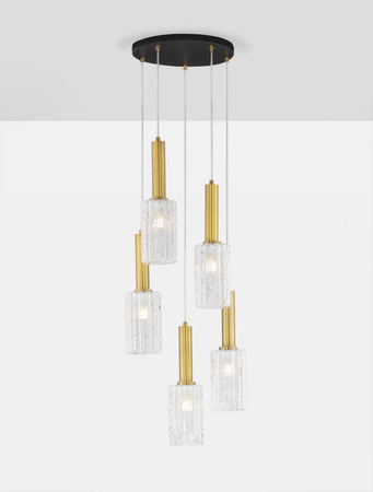 Luces Exclusivas lampa wisząca LED Oroya Ø 43,5 cm E27 5x12W IP20 złota LE44337