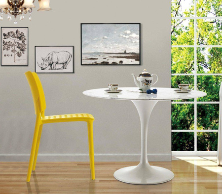 King Home stół Tulip Marble 120 biały blat okrągły marmurowy metal GT-09M.FI120