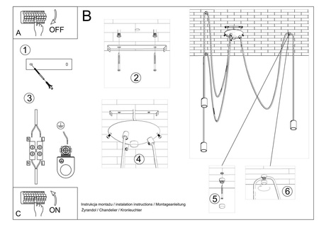 Sollux lampa wisząca Edison 3 E27 czarna SL.0370