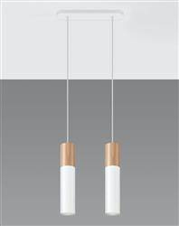 Sollux lampa wisząca Pablo 2 2xGU10 biało/drewniana SL.0629