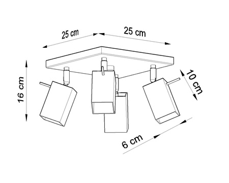 Sollux plafon (reflektorki) Merida 4 4xGU10 czarny SL.0102
