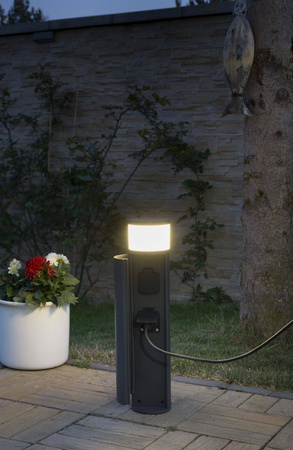 Su-ma lampa stojąca zewnętrzna Elborn G9 popielata 46,5cm 2xgniazdo 230V IP54 EL3113