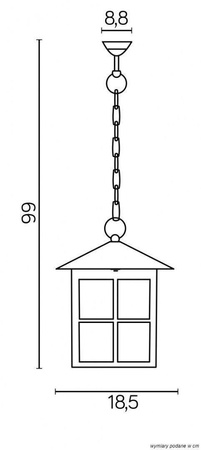 Su-ma lampa wisząca zewnętrzna Wenecja E27 czarna/patyna IP43 K 1018/1/KW