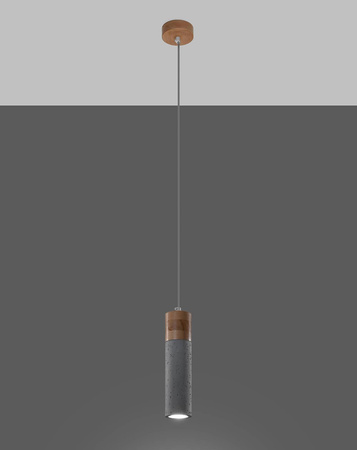 Sollux lampa wisząca Zane 1 GU10 szaro/drewniana SL.0965