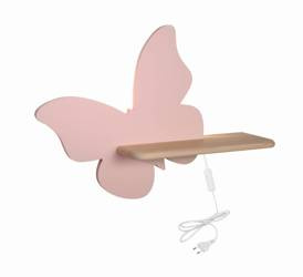 Candellux kinkiet dziecięcy LED z półką IQ Kids Butterfly 5W 250lm 4000K różowy z przewodem 21-85177