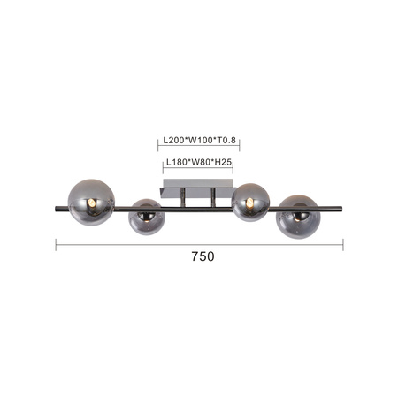 Aviano Lighting lampa sufitowa LED Sevilla G9 4x3W 1340lm 3000K żarówki w zestawie czarny chrom 9214-0410