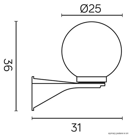 Su-ma kinkiet zewnętrzny Kule E27 czarny IP43 K 3012/1/KD 250