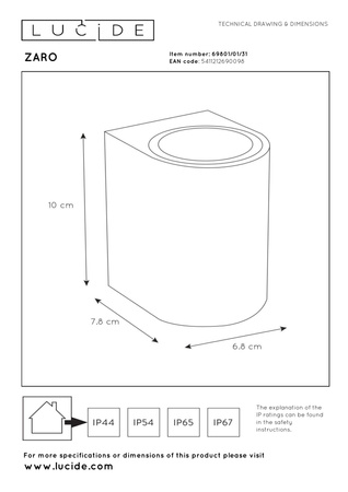 Lucide kinkiet zewnętrzny Zaro okrągły biały 69801/01/31