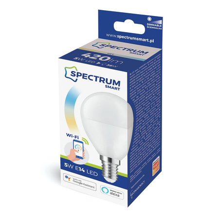 Spectrum SMART żarówka LED E14 5W 420lm 3000/6500K (WiFi, Bluetooth) ściemnialna WOJ+14414
