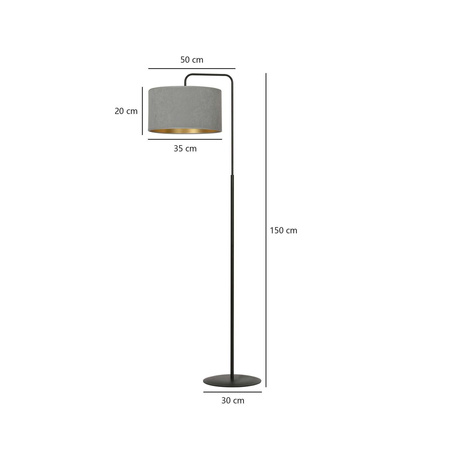 Emibig lampa podłogowa Hilde Lp1 E27 szaro/czarna 150cm 1050/LP1