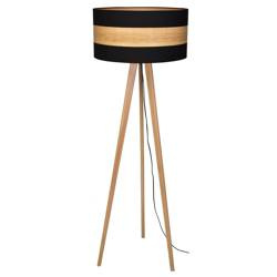 Milagro lampa podłogowa Terra E27 czarno/drewniana 100cm MLP6293