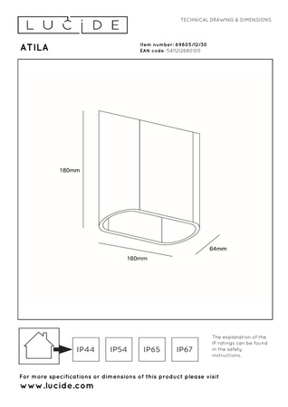 Lucide kinkiet zewnętrzny Atila LED ściemnialny 5W 2700K czarny 69805/12/30